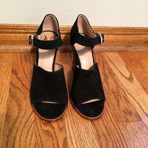 Vince Camuto Block Heel Suede Black Sandals